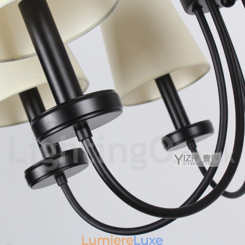 Lustre rétro contemporain noir à 5 lumières de style bougie