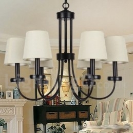 Lustre rétro contemporain noir à 6 lumières de style bougie