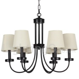 Lustre rétro contemporain noir à 6 lumières de style bougie