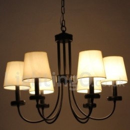 Lustre rétro contemporain noir à 6 lumières de style bougie