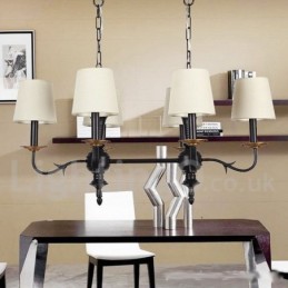 Lustre rustique rétro noir à 6 lumières de style bougie