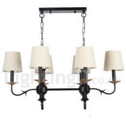 Lustre rustique rétro noir à 6 lumières de style bougie