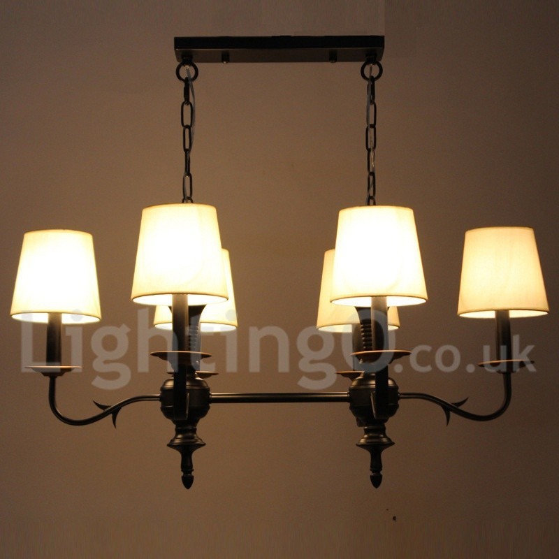 Lustre rustique rétro noir à 6 lumières de style bougie