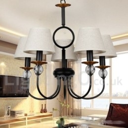 Lustre à 5 lumières rustique rétro noir de style méditerranéen contemporain de style bougie