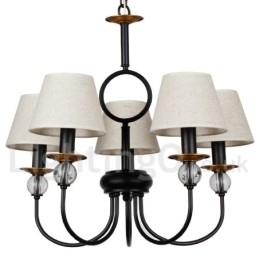 Lustre à 5 lumières rustique rétro noir de style méditerranéen contemporain de style bougie