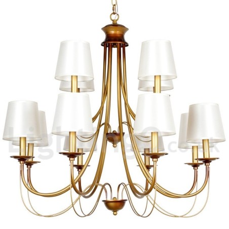 Lustre à 12 lumières de style méditerranéen rustique et contemporain moderne de style bougie