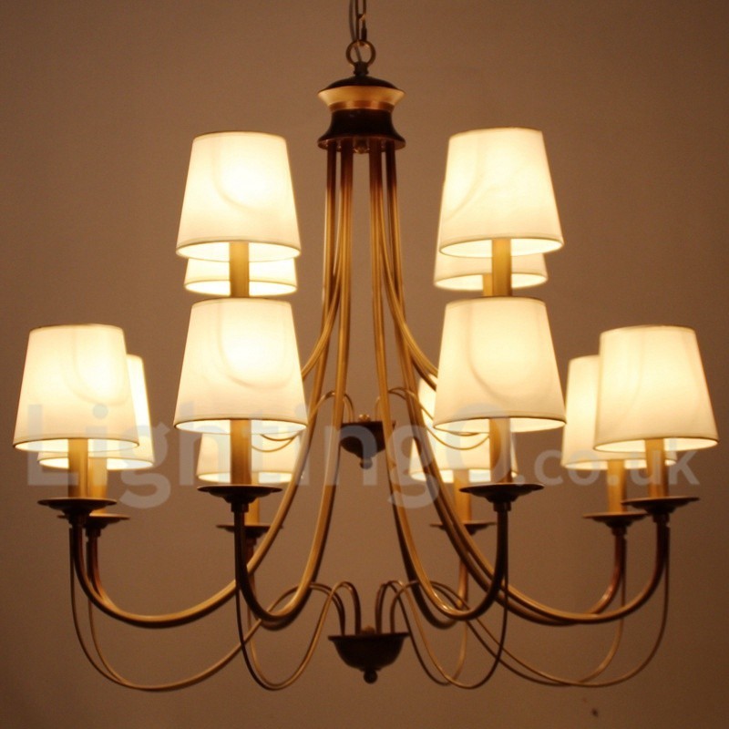 Lustre à 12 lumières de style méditerranéen rustique et contemporain moderne de style bougie