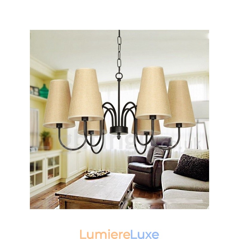 Lustre rétro contemporain à 6 lumières de style bougie