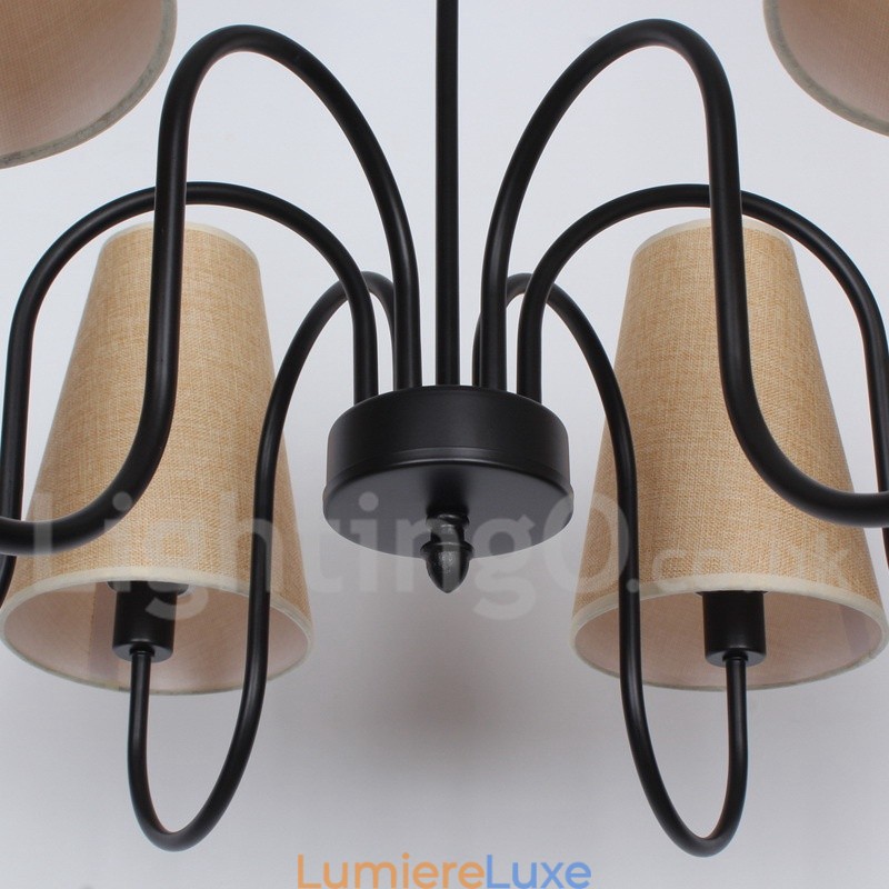 Lustre rétro contemporain à 6 lumières de style bougie