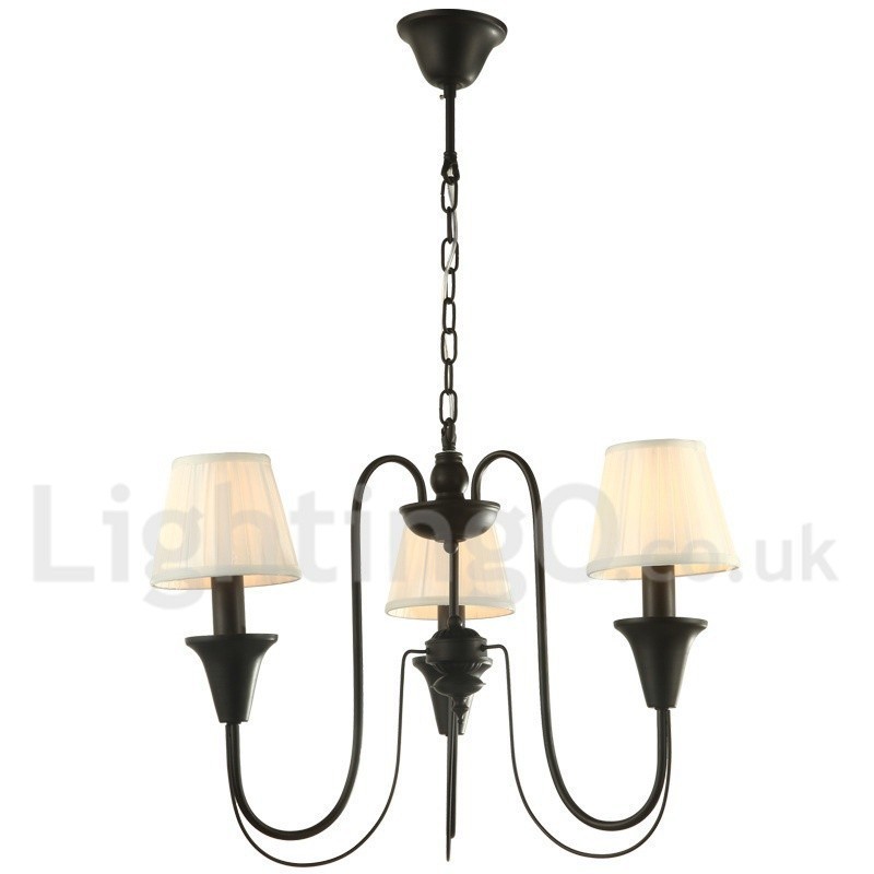 Lustre rétro noir à 3 lumières de style bougie