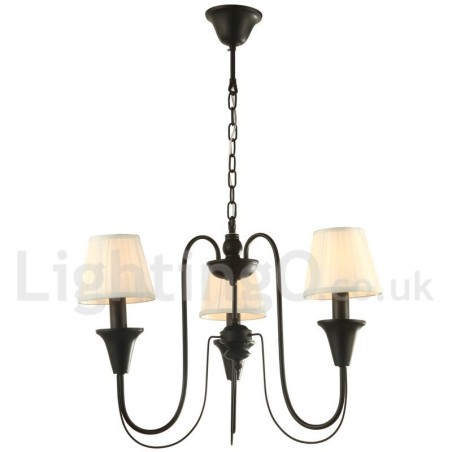 Lustre rétro noir à 3 lumières de style bougie