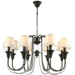 Lustre rétro noir à 8 lumières de style bougie
