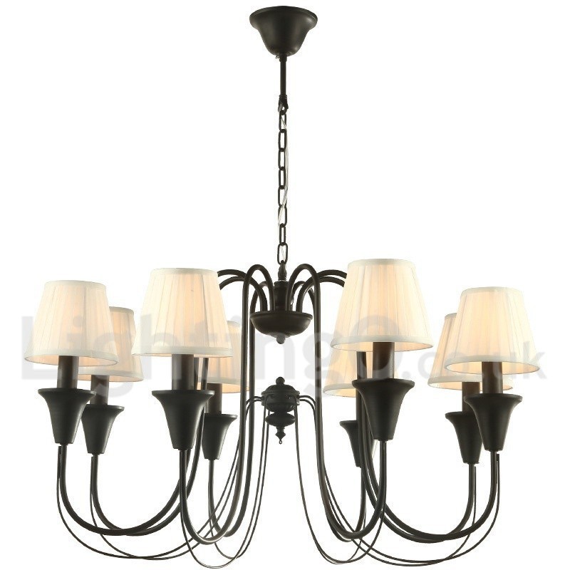 Lustre rétro noir à 8 lumières de style bougie
