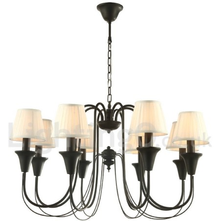 Lustre rétro noir à 8 lumières de style bougie