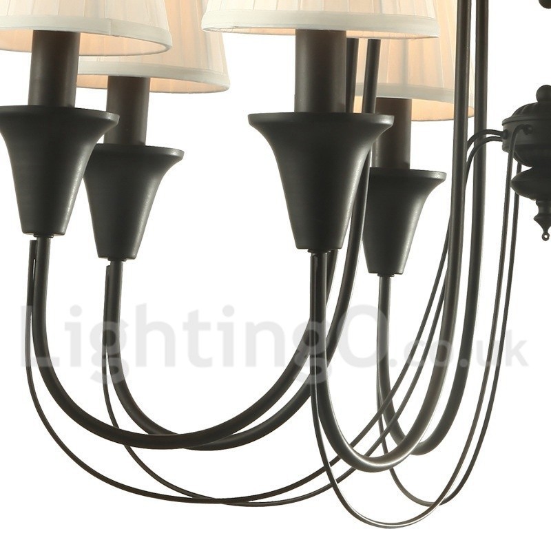 Lustre rétro noir à 8 lumières de style bougie