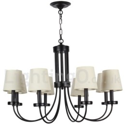 Lustre rétro contemporain noir à 8 lumières de style bougie