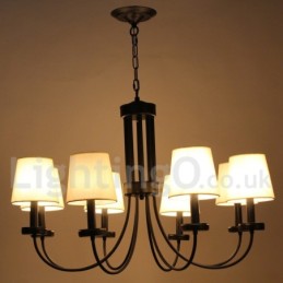 Lustre rétro contemporain noir à 8 lumières de style bougie