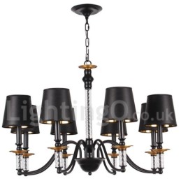 Lustre rétro noir à 8 lumières de style bougie