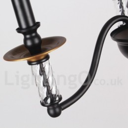Lustre rétro noir à 8 lumières de style bougie