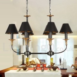 Lustre rétro contemporain à 6 lumières de style bougie