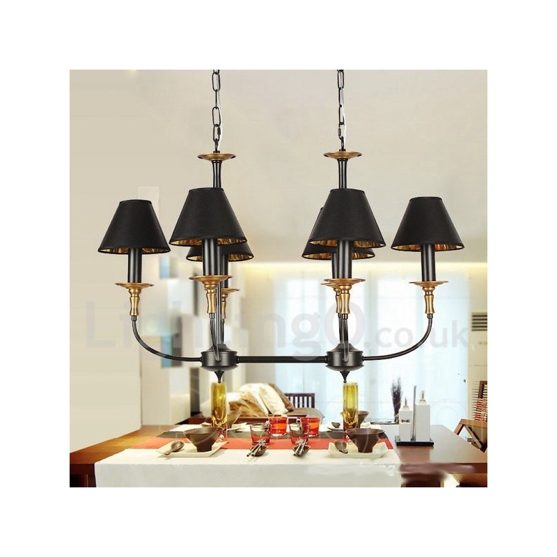 Lustre rétro contemporain à 6 lumières de style bougie