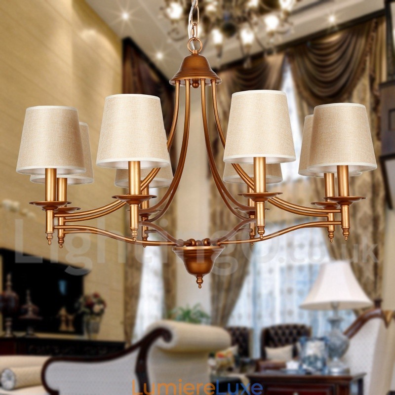 Lustre à 8 lumières de style méditerranéen rétro rustique avec bougies
