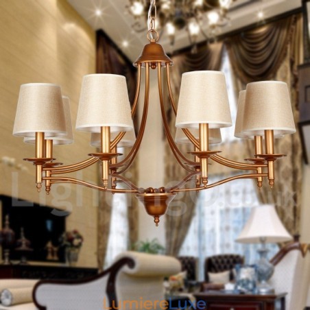 Lustre à 8 lumières de style méditerranéen rétro rustique avec bougies