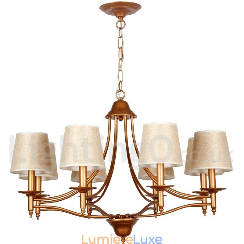 Lustre à 8 lumières de style méditerranéen rétro rustique avec bougies
