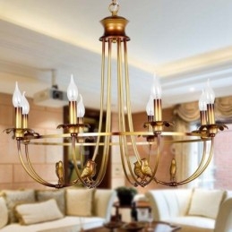 Lustre rustique rétro à 8 lumières de style bougie