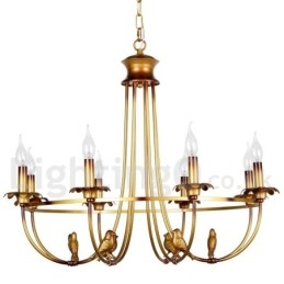 Lustre rustique rétro à 8 lumières de style bougie