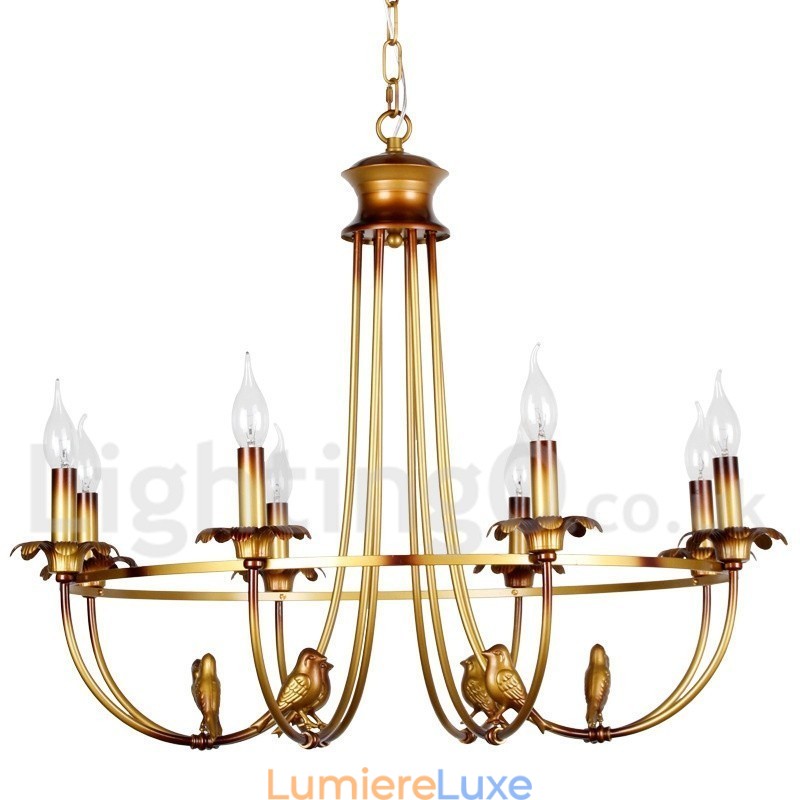 Lustre rustique rétro à 8 lumières de style bougie