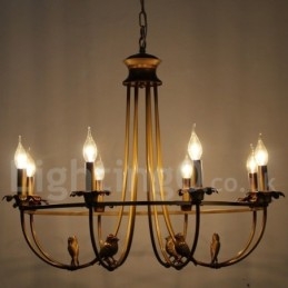 Lustre rustique rétro à 8 lumières de style bougie
