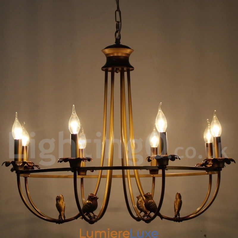 Lustre rustique rétro à 8 lumières de style bougie