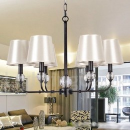 Lustre rustique rétro contemporain à 6 lumières de style bougie