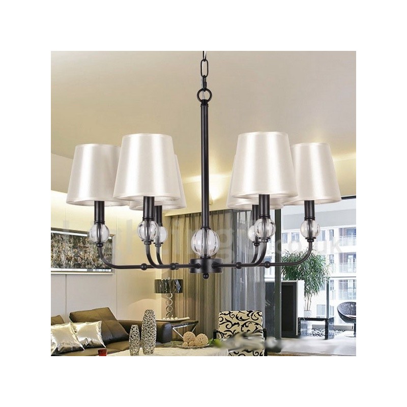 Lustre rustique rétro contemporain à 6 lumières de style bougie