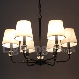 Lustre rustique rétro contemporain à 6 lumières de style bougie