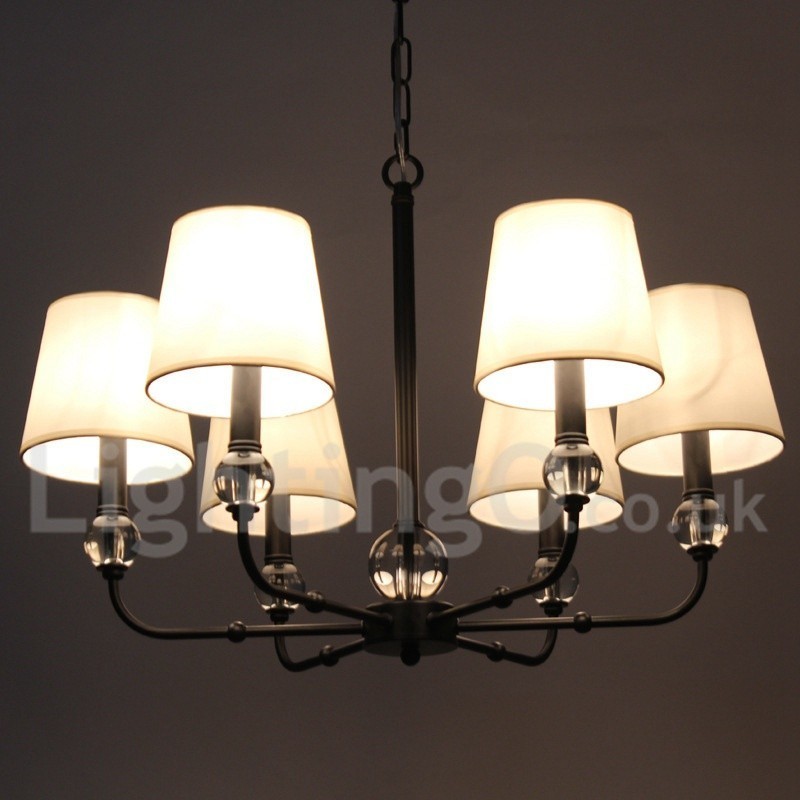 Lustre rustique rétro contemporain à 6 lumières de style bougie
