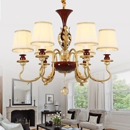 Lustre en cristal 6 lumières, peinture tendance en métal