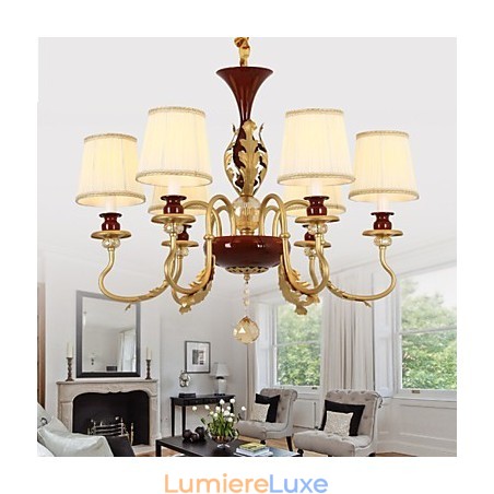 Lustre en cristal 6 lumières, peinture tendance en métal Lustre en cristal 6 lumières, peinture tendance en métal