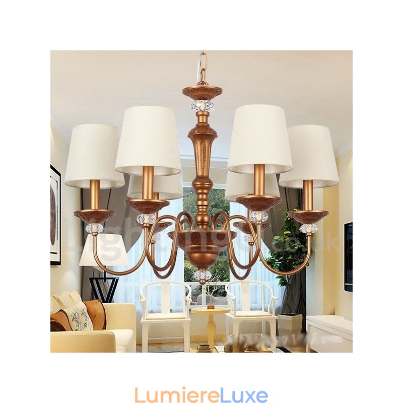 Lustre rustique noir rétro à 6 lumières de style bougie