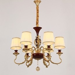 Lustre en cristal 6 lumières, peinture tendance en métal
