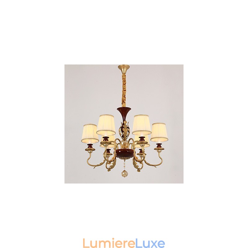 Lustre en cristal 6 lumières, peinture tendance en métal