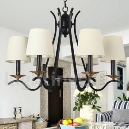 Lustre noir rétro contemporain à 6 lumières de style bougie