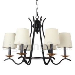 Lustre noir rétro contemporain à 6 lumières de style bougie