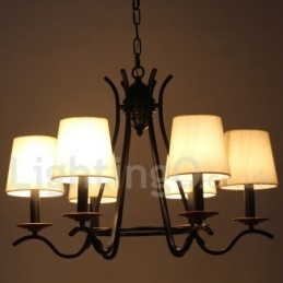 Lustre noir rétro contemporain à 6 lumières de style bougie