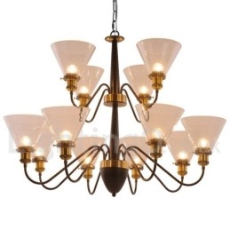 Lustre rustique rétro noir à 12 lumières, grand modèle à 2 niveaux, style bougie