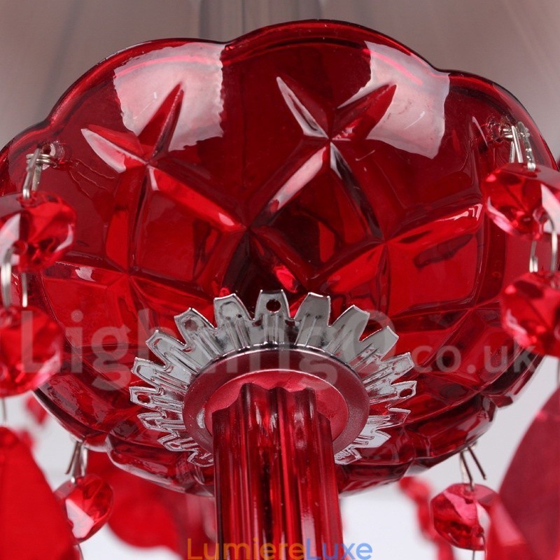 Lustre en cristal rouge K9 à 6 lumières de style bougie