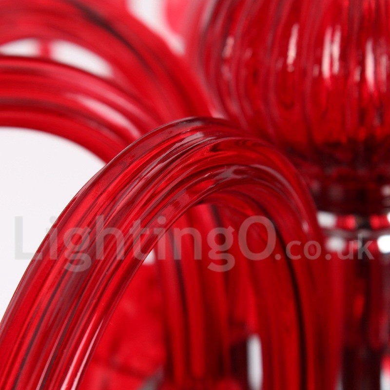 Lustre à 3 lumières en cristal rouge K9 de style bougie