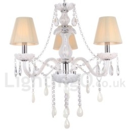 Lustre à 3 lumières en cristal K9 blanc style bougie