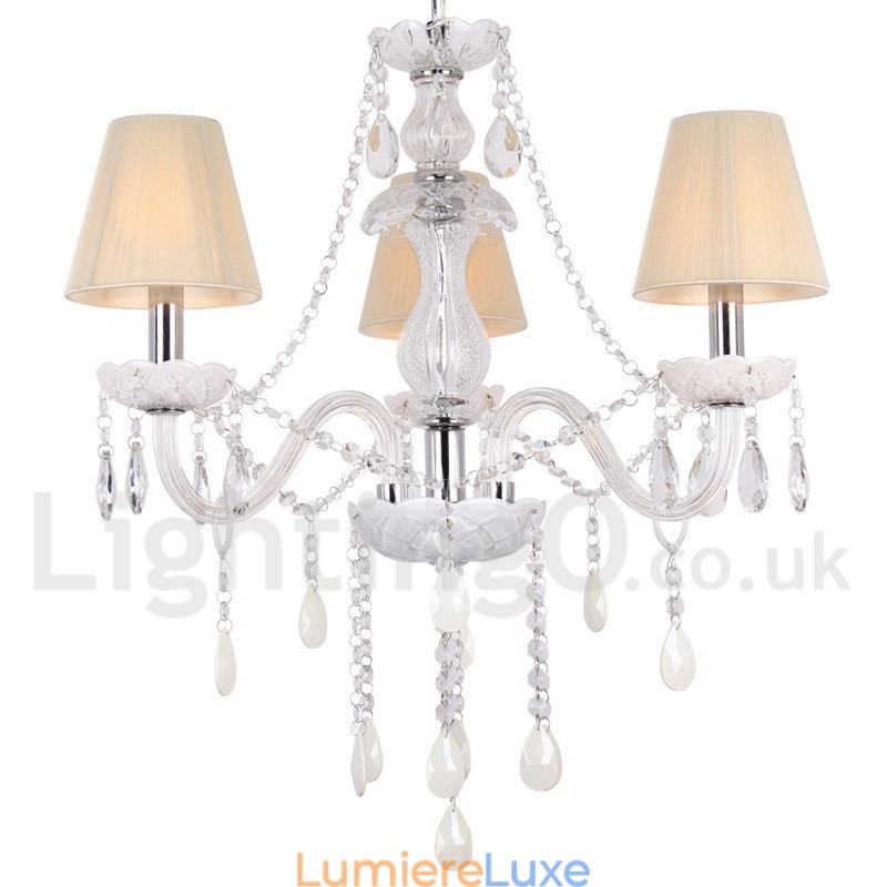 Lustre à 3 lumières en cristal K9 blanc style bougie